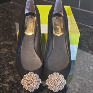 TED BAKER Black Heels with Gold Accents Size 6 UK